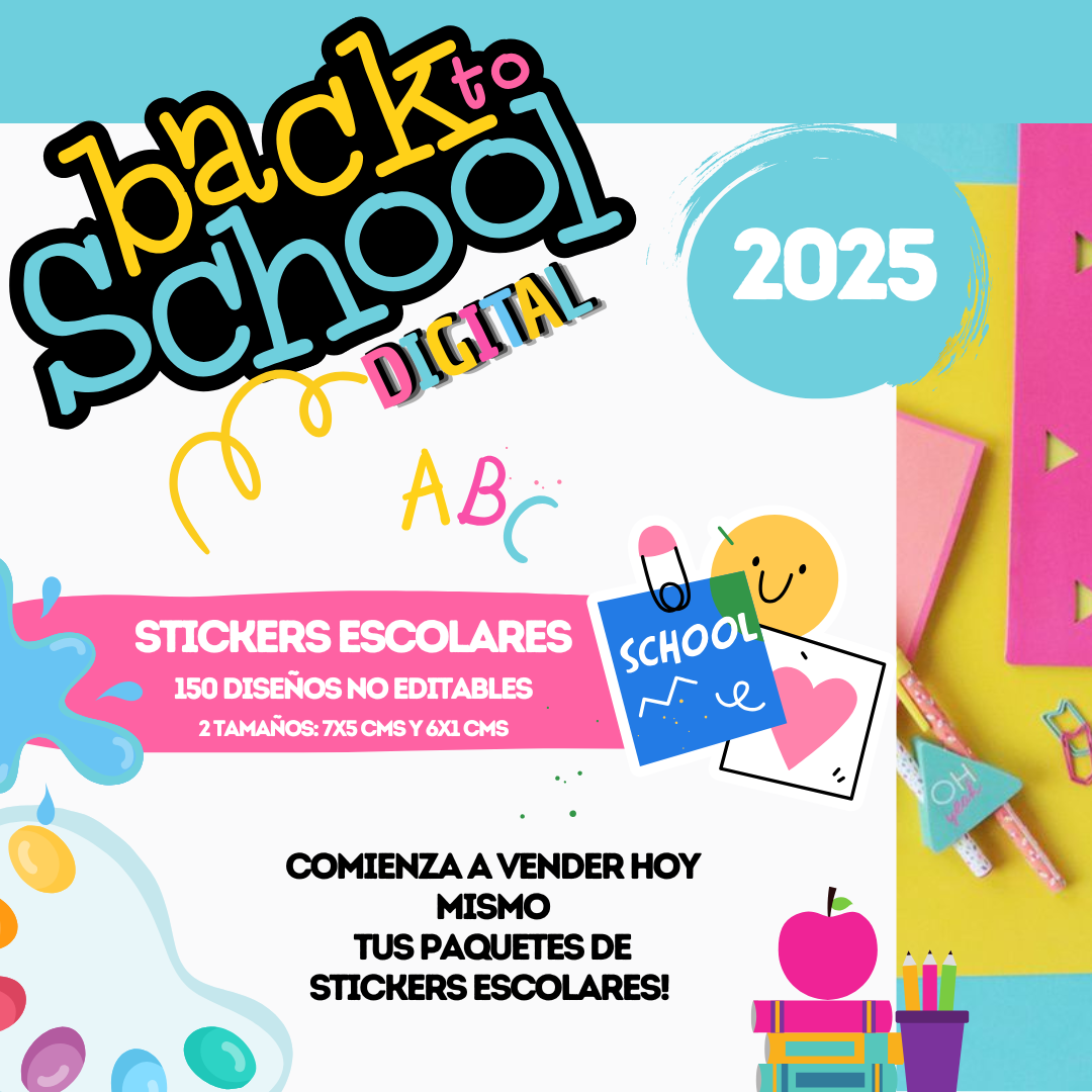 Stickers Back to School 2025  - Paquete Digital